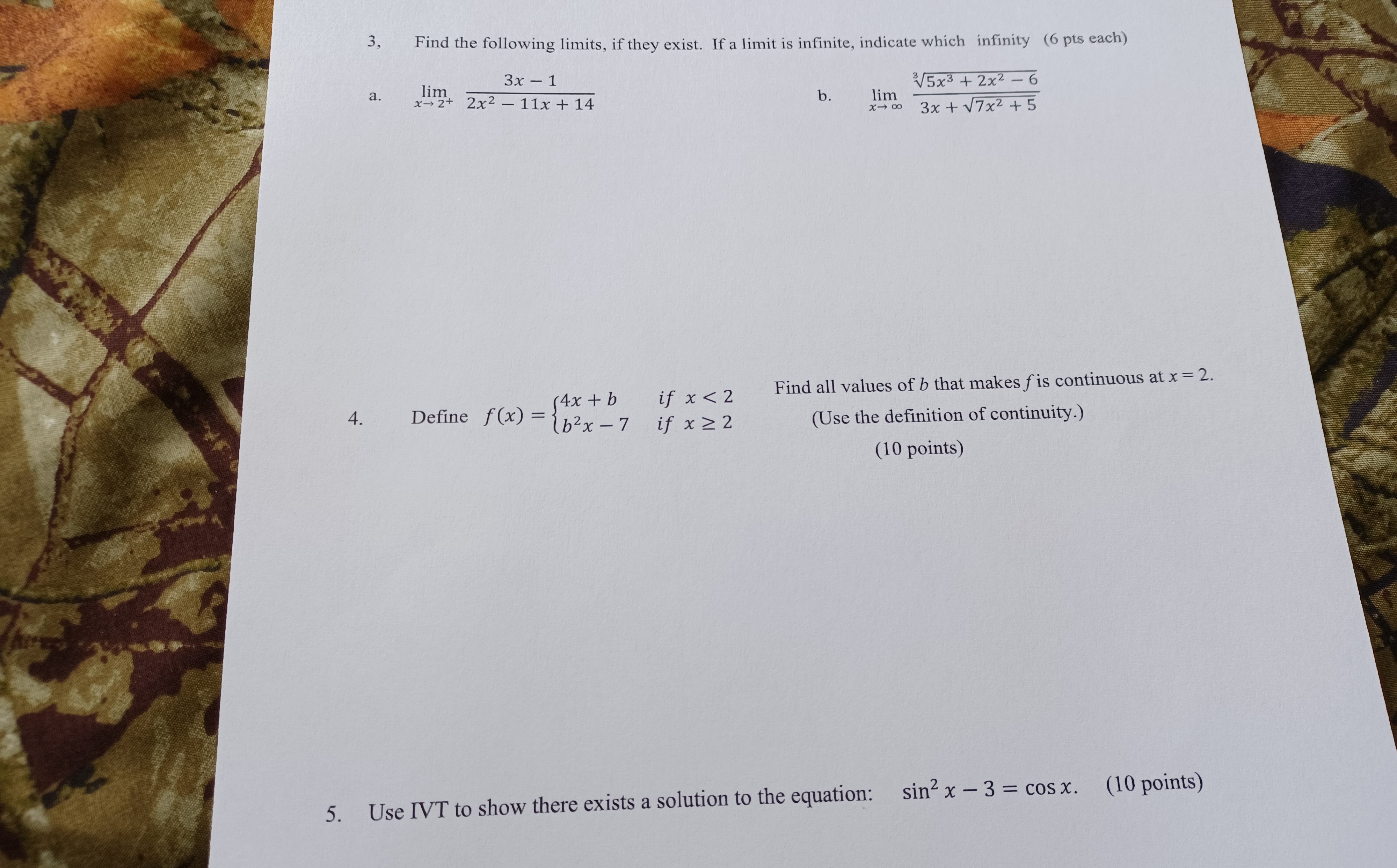  3 , Find the following limits, if they exist. If a