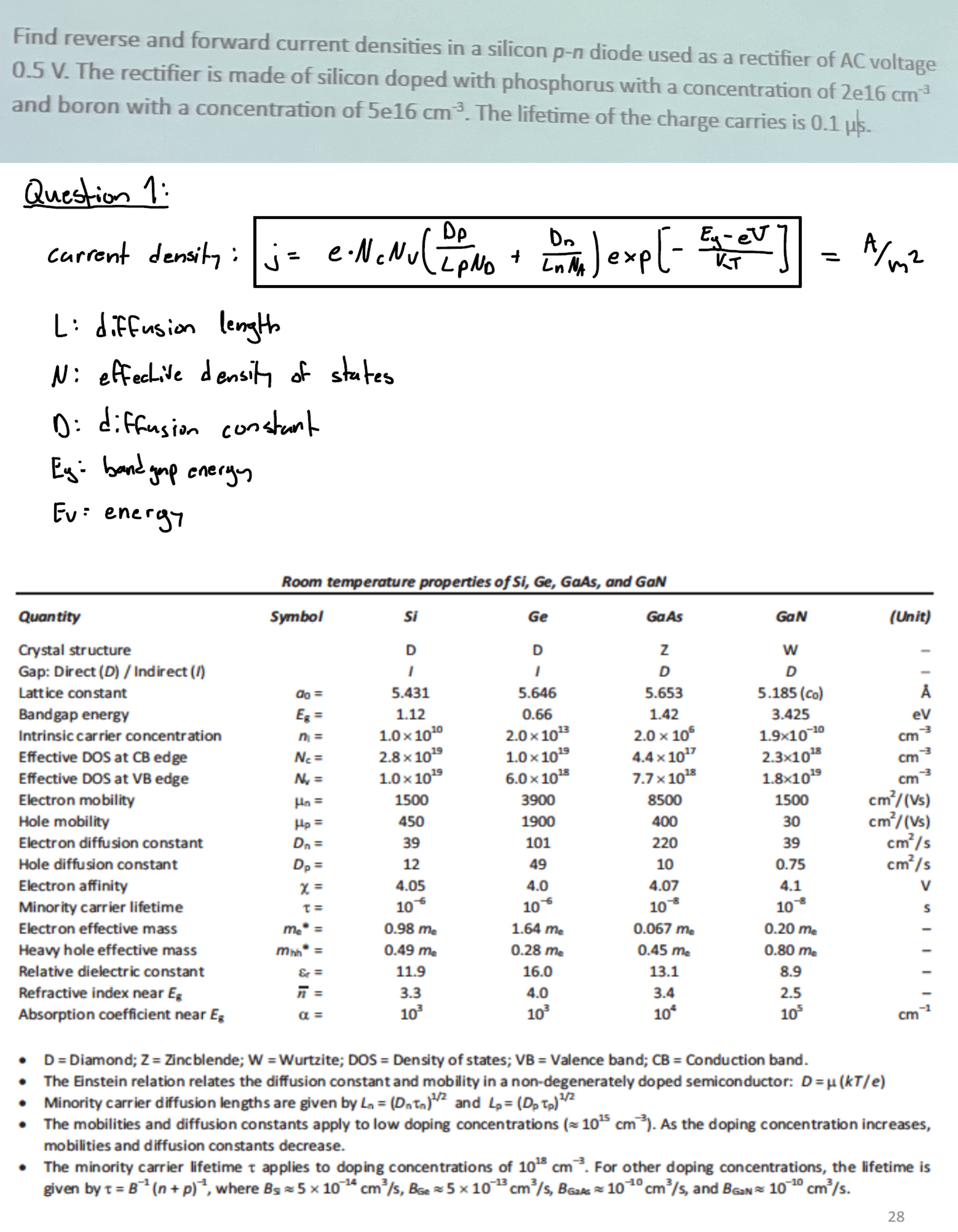 Answer the following question using the below equations and table values. Make