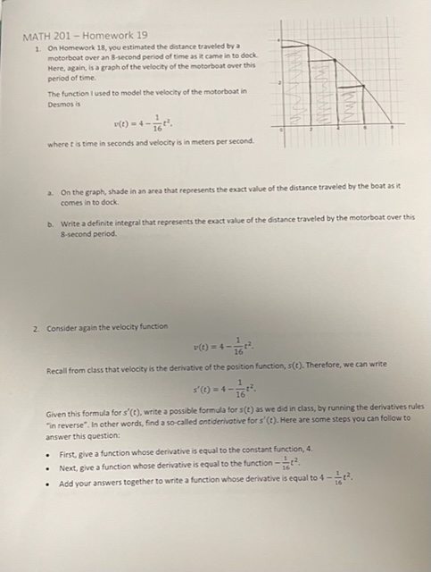  MATH 201 - Homework 19 1. On Homework 18, you estimated