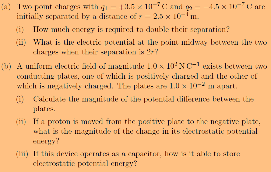  (a) Two point charges with q1 = +3.5 x 10 C