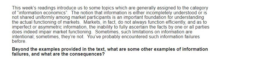 This week's readings introduce us to some topics which are generally