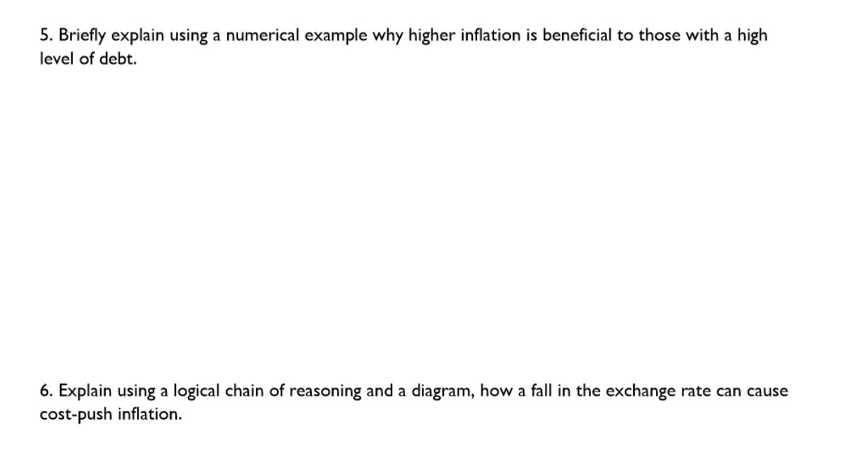 Answer these questions 5. Briefly explain using a numerical example why higher