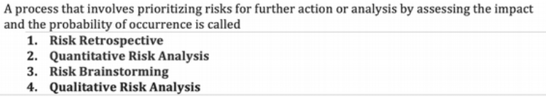  A process that involves prioritizing risks for further action or analysis