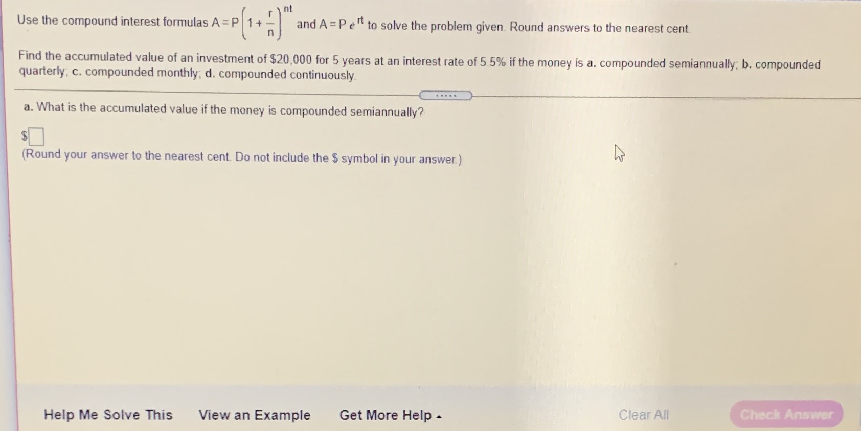  nt Use the compound interest formulas A = P | 1+