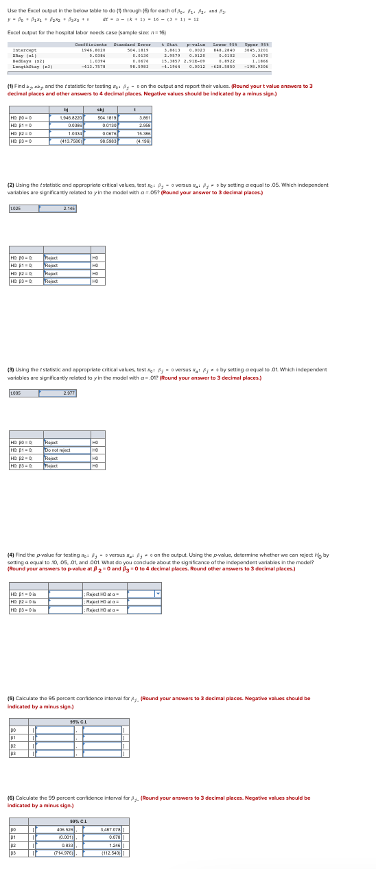 I need help with questions 4 and 5 Use the Excel output