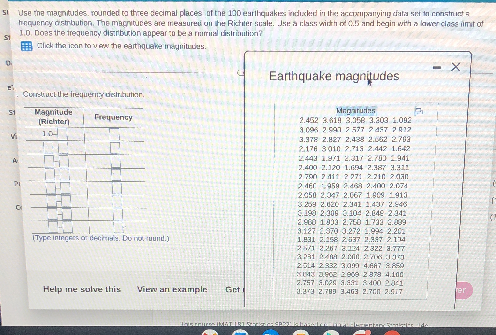 I'm struggling w this problem St Use the magnitudes, rounded to three