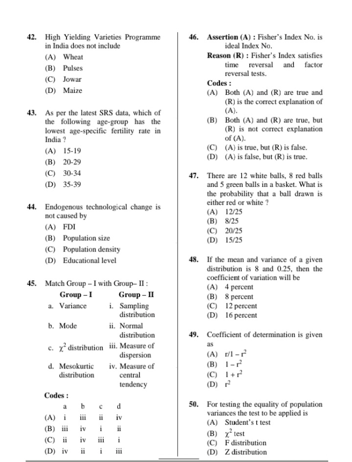  please help 42. High Yielding Varieties Programme 46. Assertion (A) :