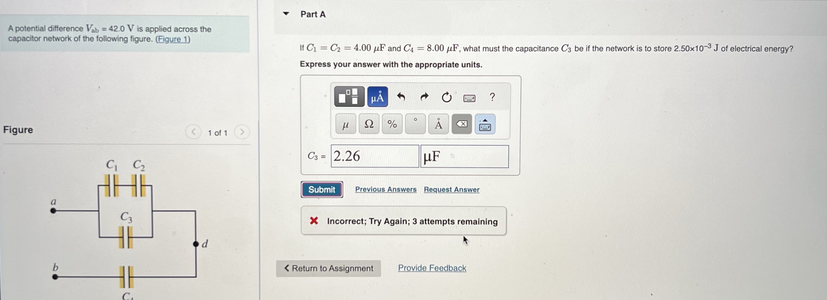  Part A A potential difference Vab = 42.0 V is applied