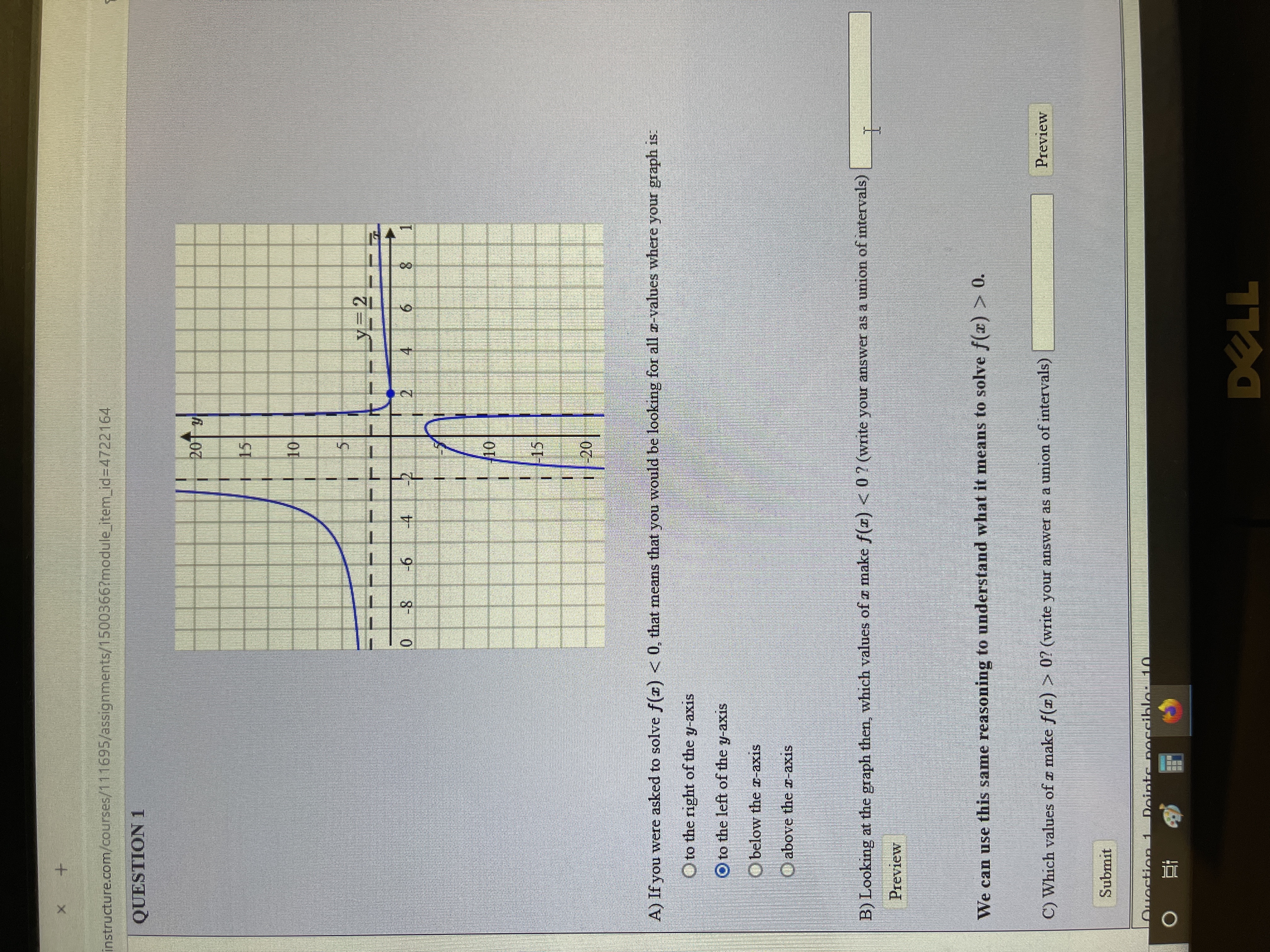 Looking at the graph, how can I answer the questions? X instructure.com/courses/1