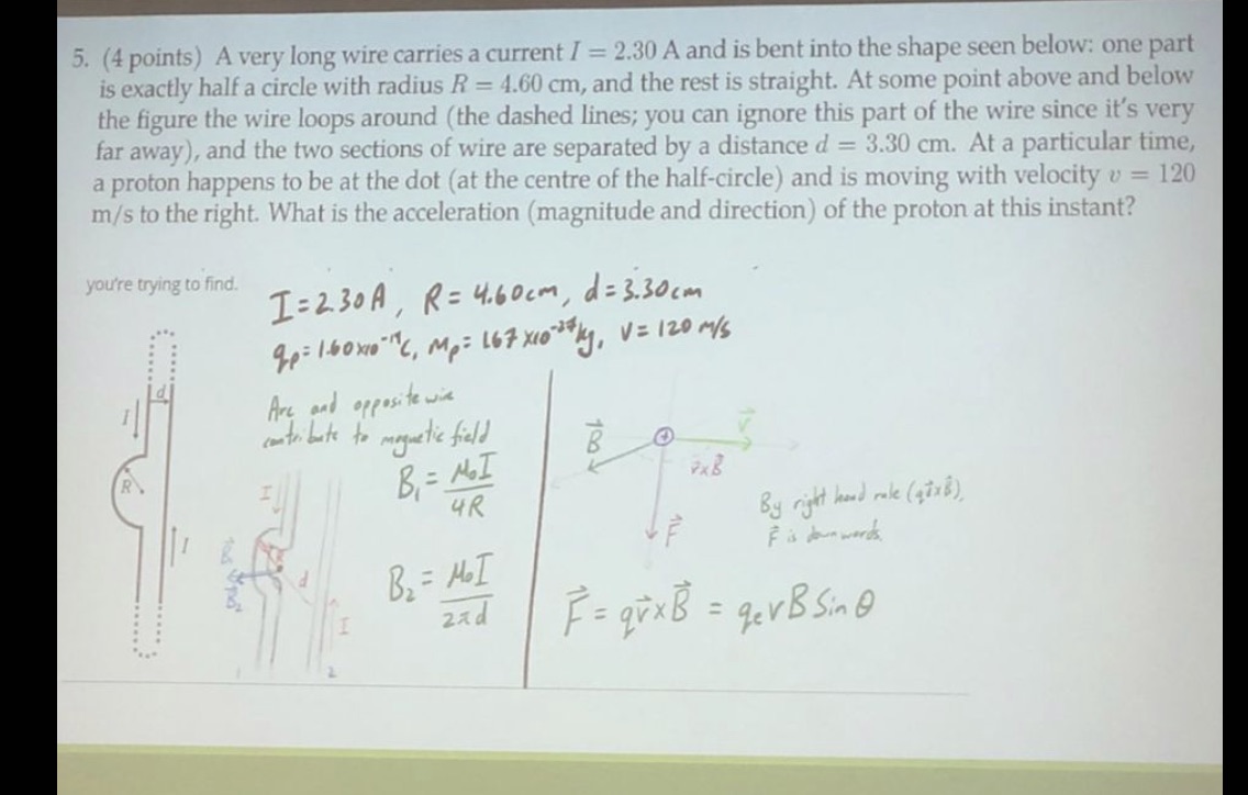 5. (4 points) A very long wire carries a current I
