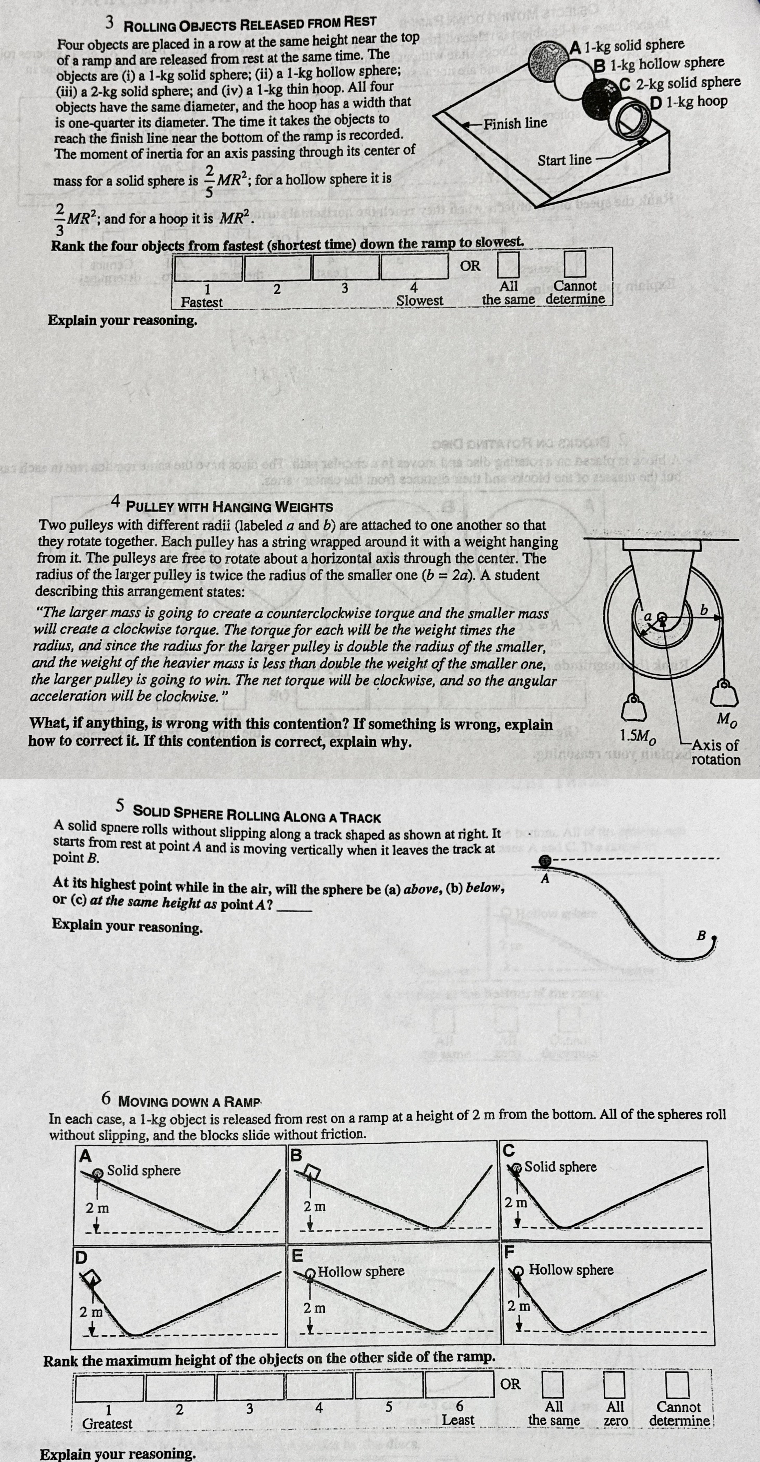Show formula use and each step 3 ROLLING OBJECTS RELEASED FROM REST