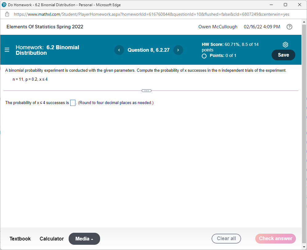  Do Homework - 6.2 Binomial Distribution - Personal - Microsoft Edge
