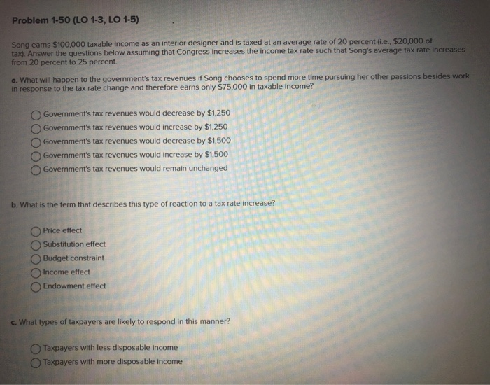  i keep getting the wrong answers Problem 1-50 (LO 1-3, LO