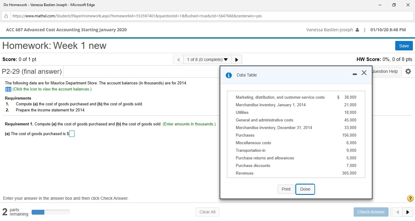  Do Homework - Vanessa Bastien Joseph - Microsoft Edge - X