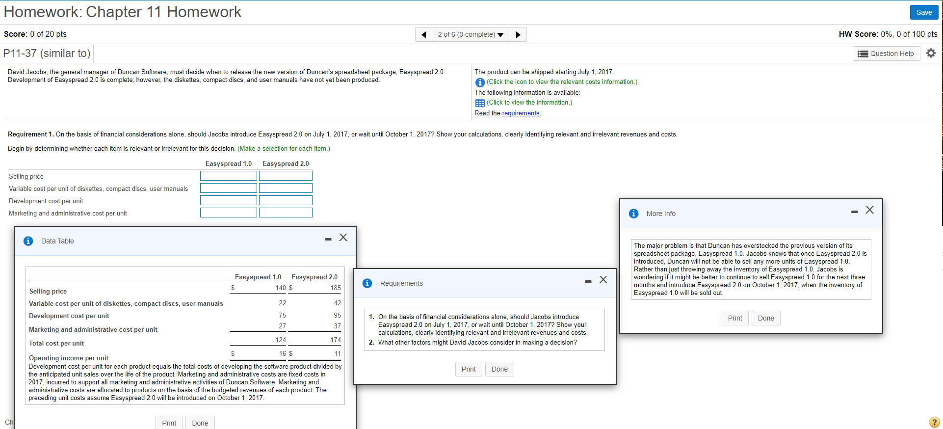 Please answer all requirements. Homework: Chapter 11 Homework Save Score: 0 of