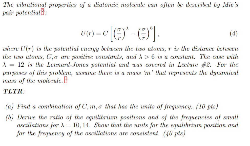 How do I do this? The vibrational properties of a diatomic molecule