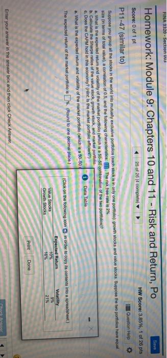  FINA 3320 Section US Save Homework: Module 9: Chapters 10 and