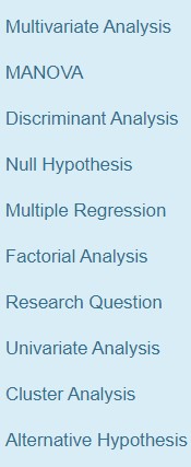 Matching Type. Choose the correct answer from the selection provided. Multivariate Analysis