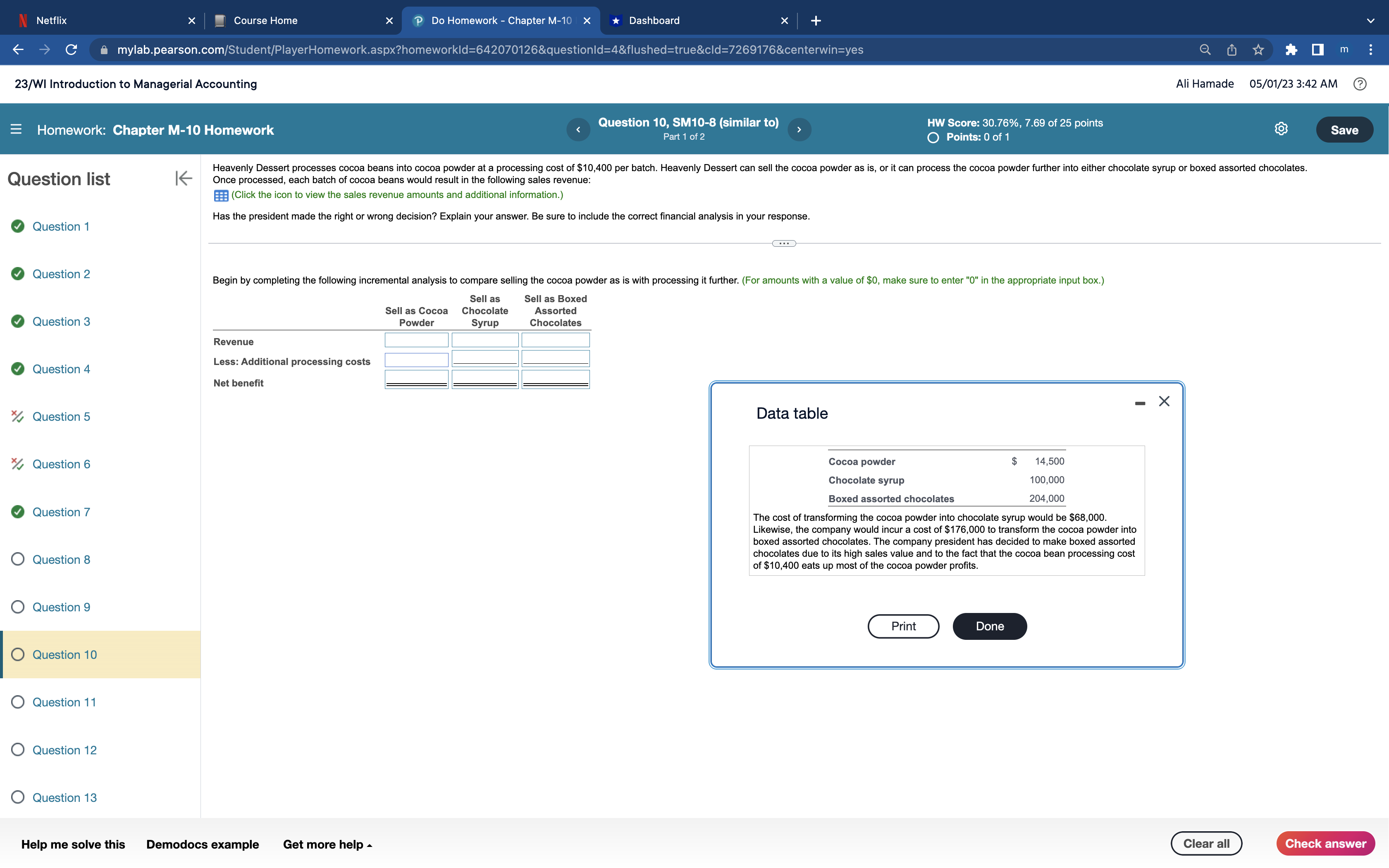  N Netflix X Course Home Do Homework - Chapter M-10 x