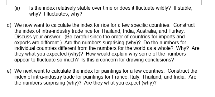 have generally calculated an index of intra-industry trade by looking at a