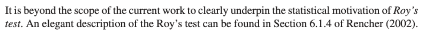 tools of R, create a function which returns the value of Roy's