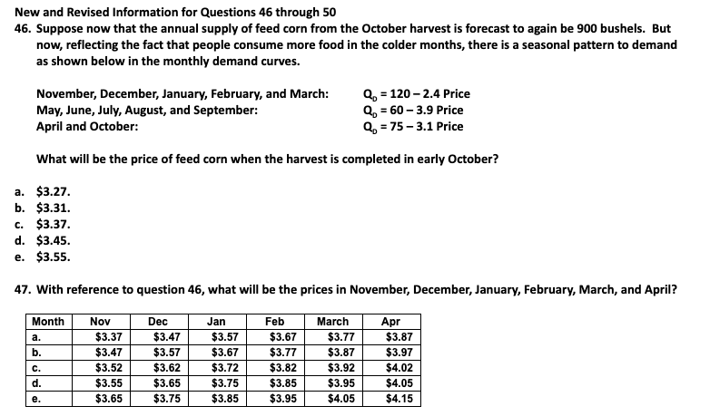 Thank you for your help. New and Revised Information for Questions 46