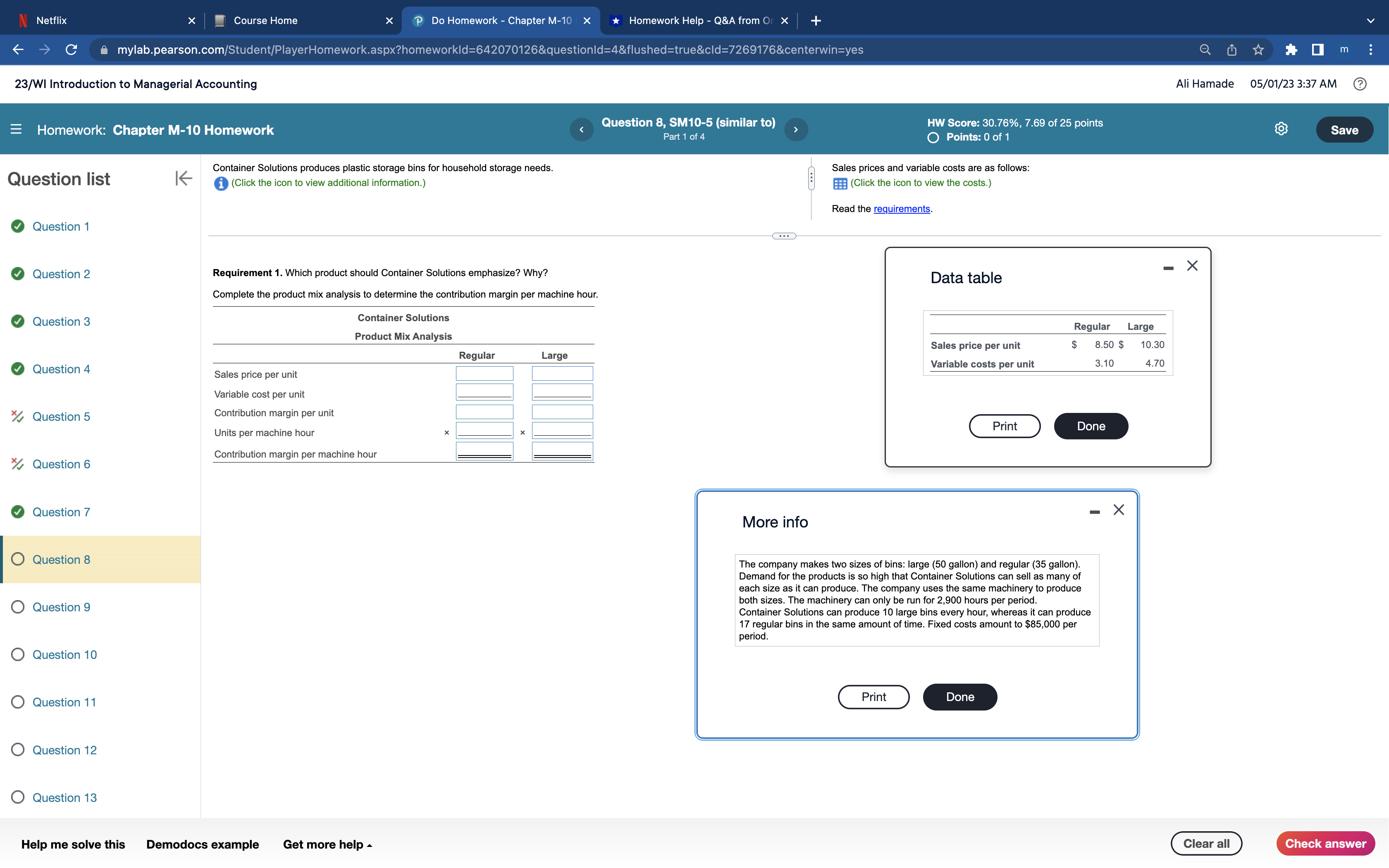 N Netflix X Course Home Do Homework - Chapter M-10 x