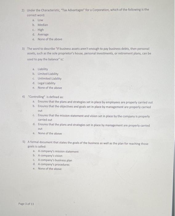 2 marks] Instructions: Circle the correct letter which represents the answer (one