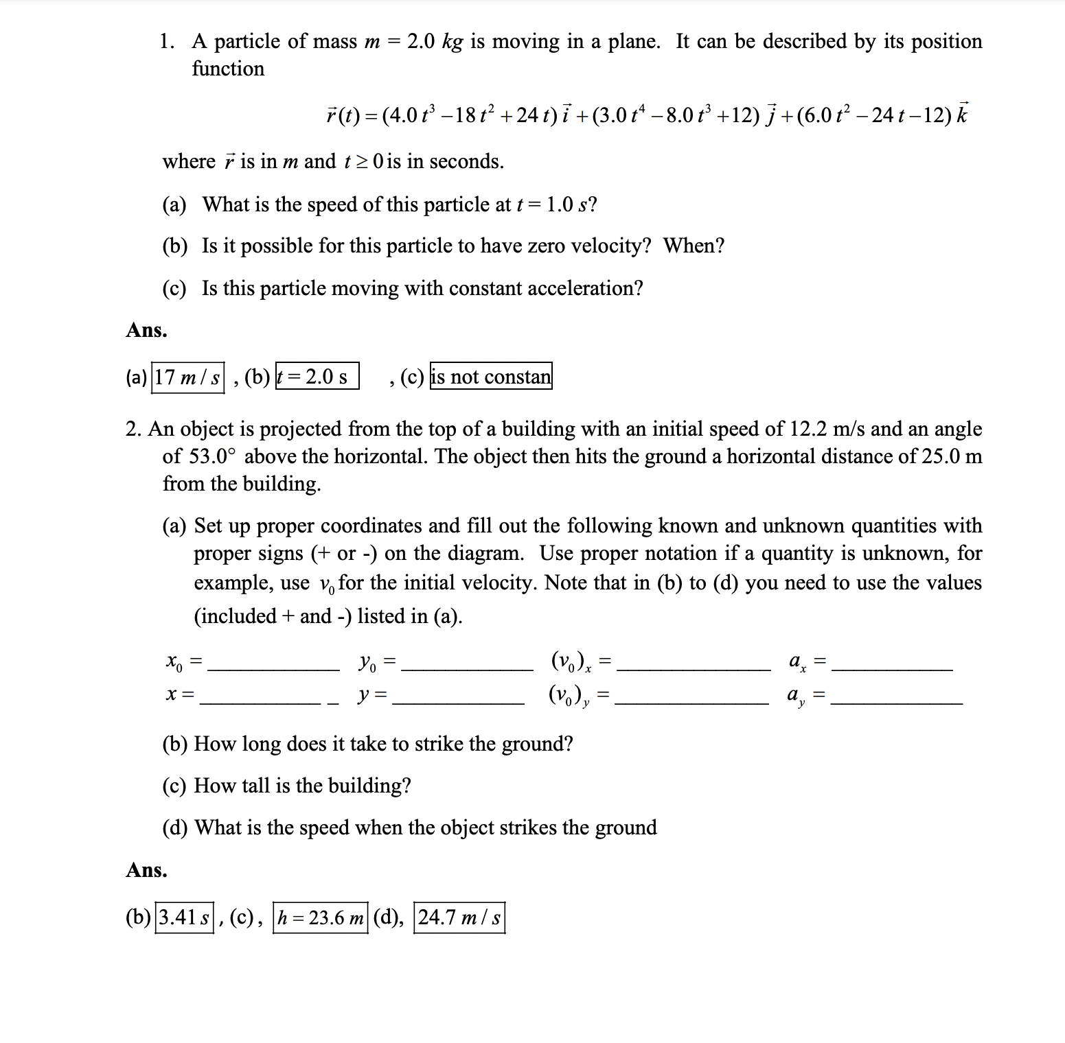 Please help me to solve this step by step. 1. A particle
