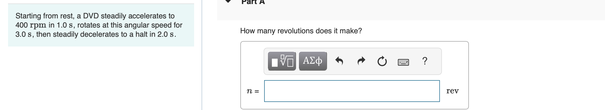  V ran A Starting from rest, a DVD steadily accelerates to