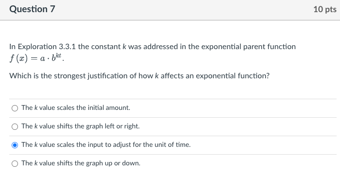 in the Exploration.that follows, write an exponential function in the form f(t