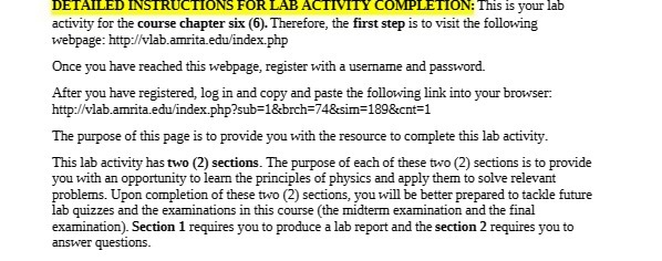 DETAILED INSTRUCTIONS FOR LAB ACTIVITY COMPLETION: This is your lab activity