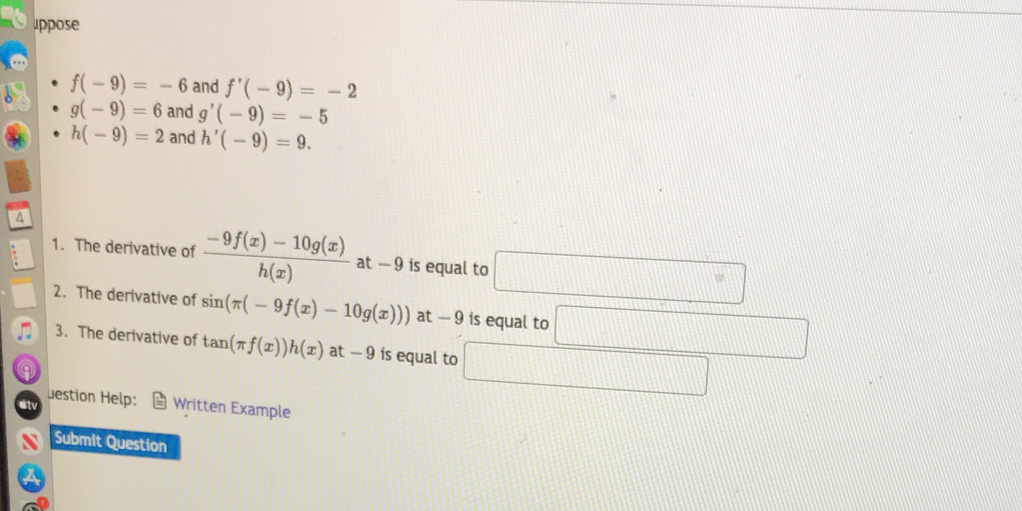 no decimals allowed uppose . f( - 9) = - 6 and