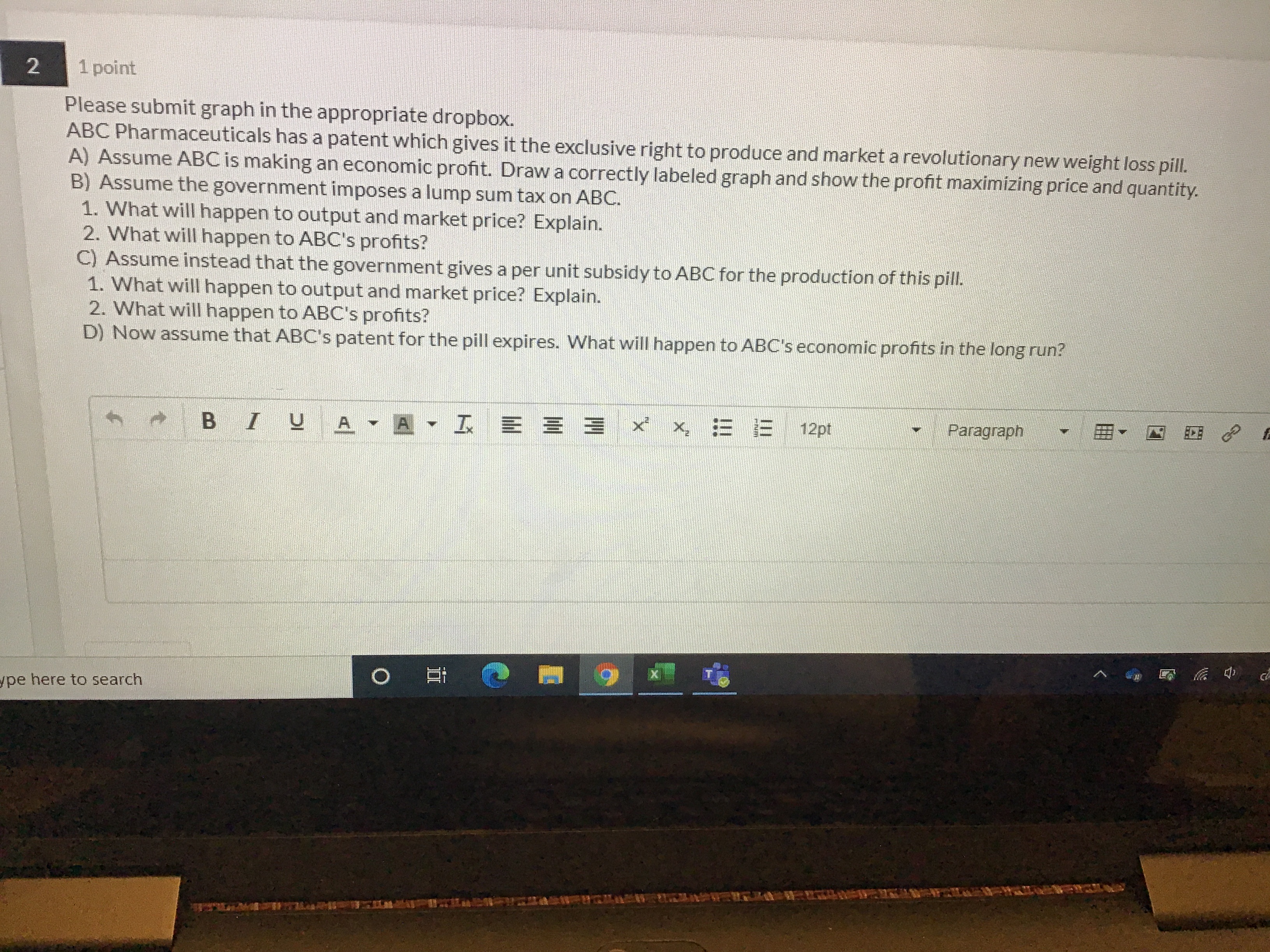 How I answer this question 2 1 point Please submit graph in