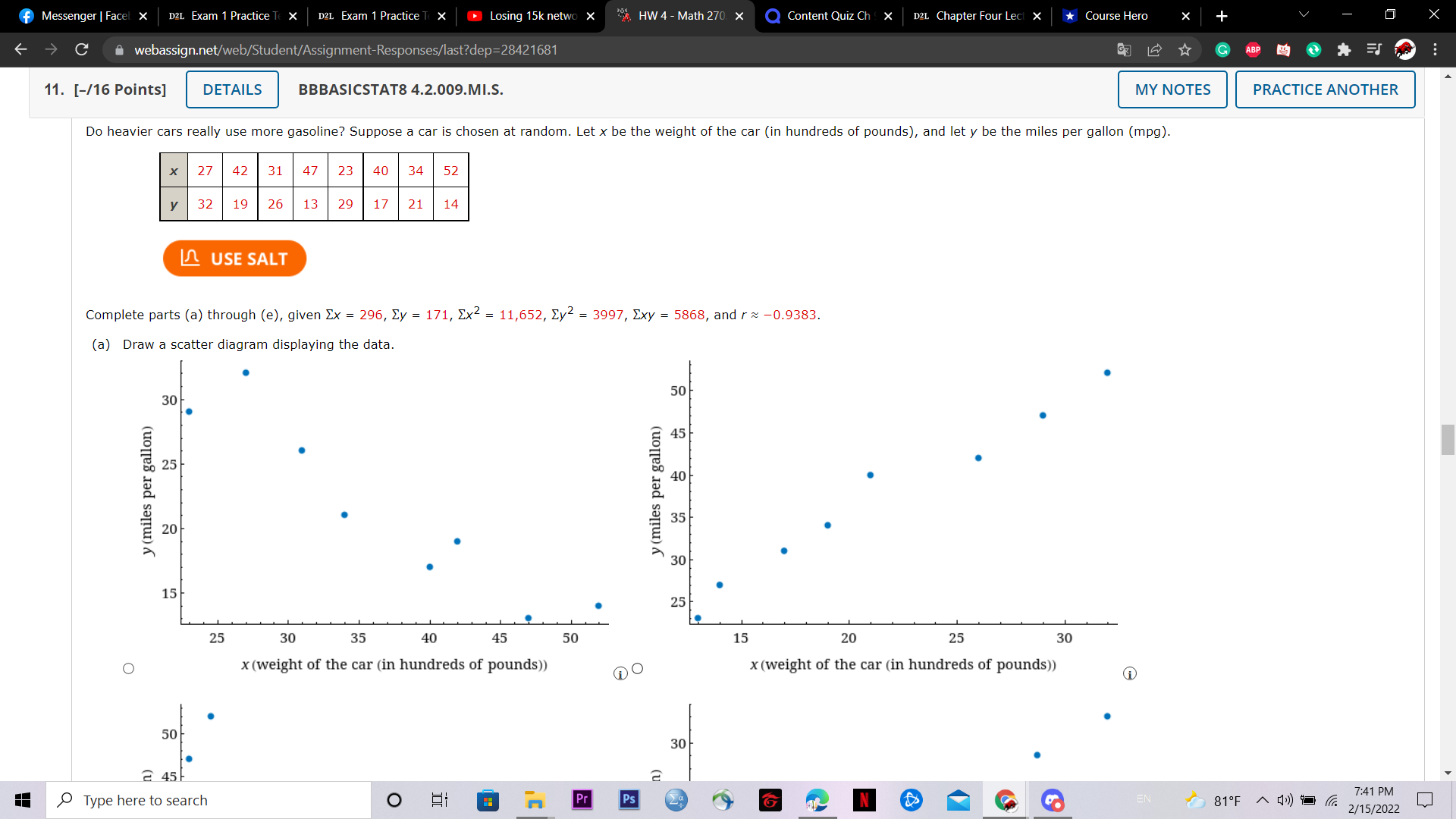  f Messenger | Facel X D2L Exam 1 Practice Te X