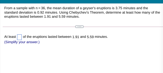 From a sample with n = 35. the mean duration of