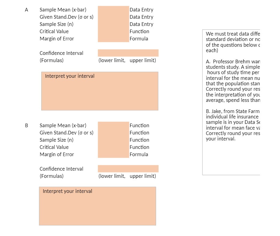  Sample Mean {xbar} Given StandDev to or s) Sample Size in}