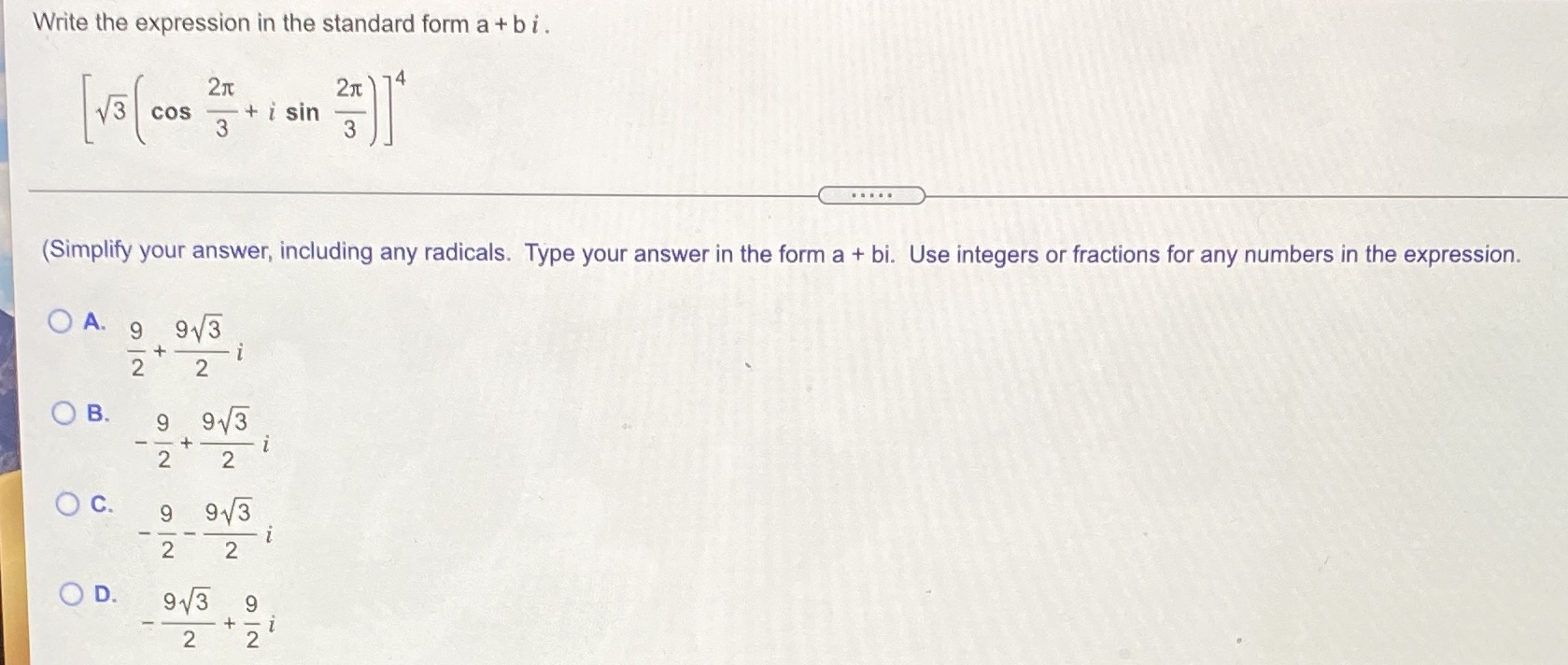 I need help on this question Write the expression in the standard