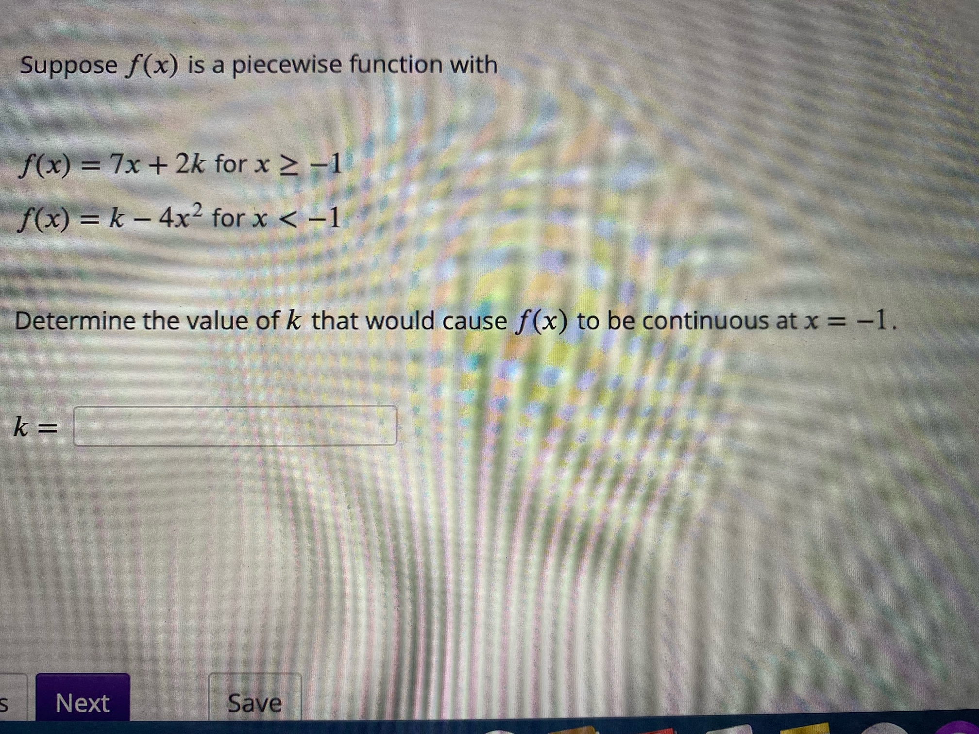 For what value of c is f continuous at x = 2?