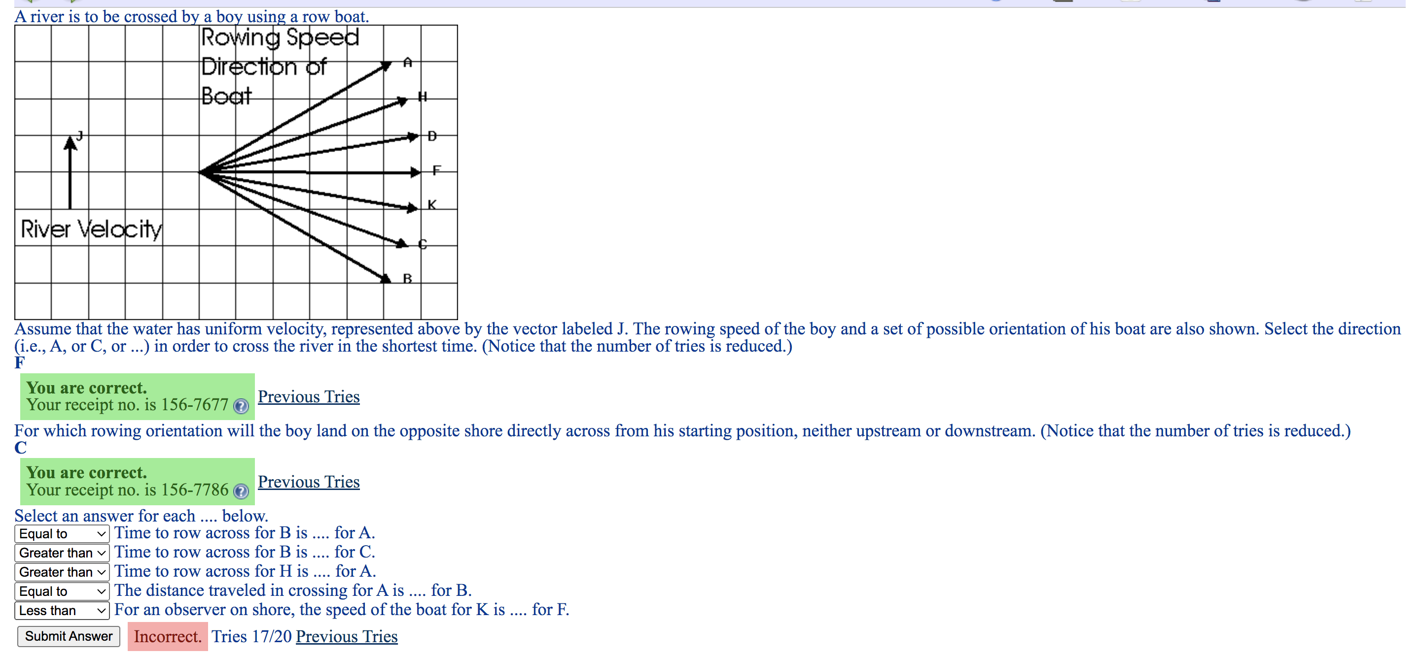 A river is to be crossed by a boy using a