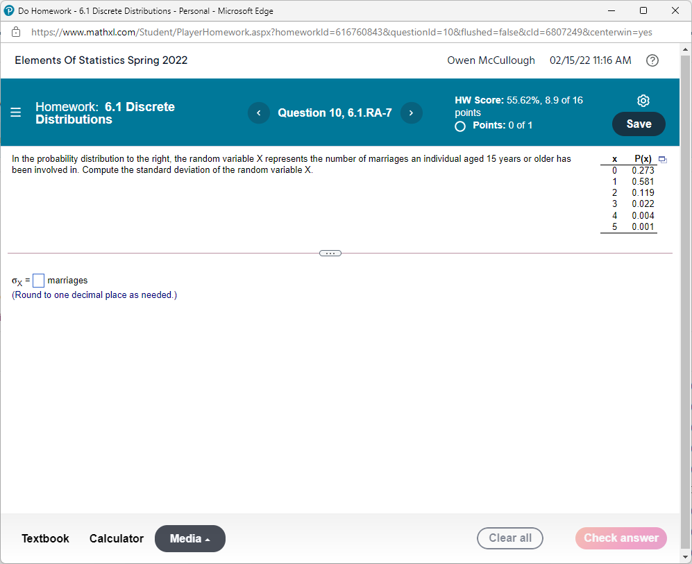  Do Homework - 6.1 Discrete Distributions - Personal - Microsoft Edge