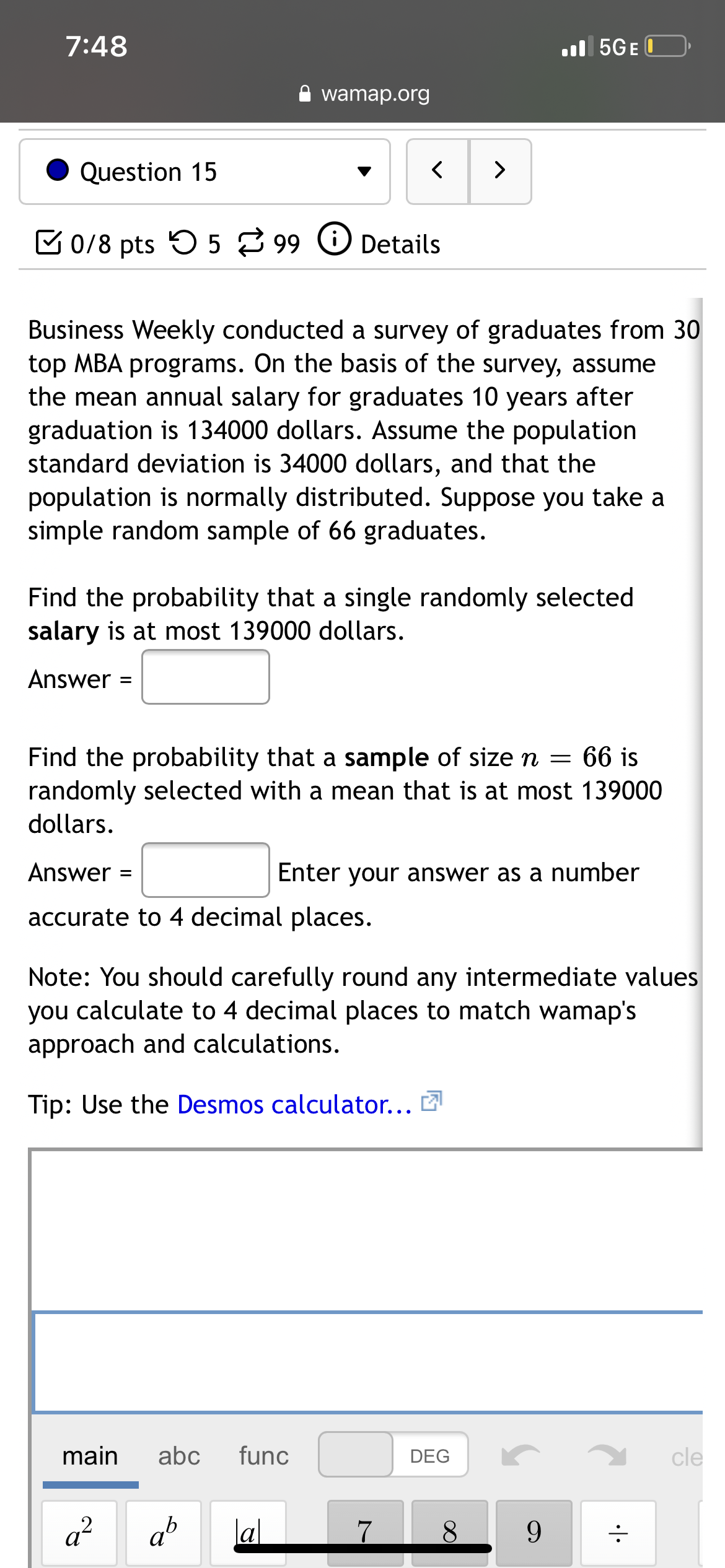 H wamap.org 0 Question 15 v E 0/8 pts '0 5