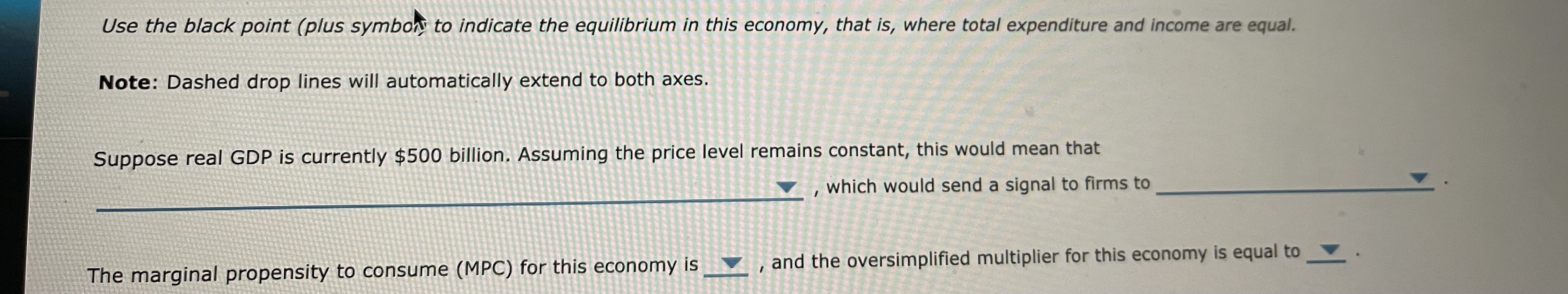 900 TE line + 800 Equilibrium GDP REAL EXPENDITURE (Billions of dollars)