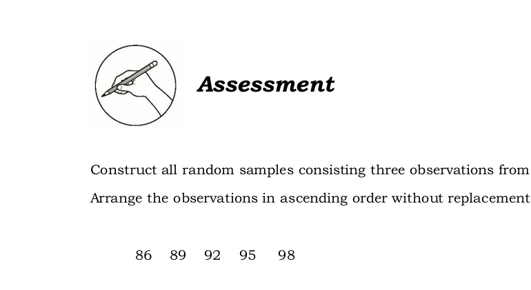 and your answer sheet. Samples of 3 cards are drawn from a