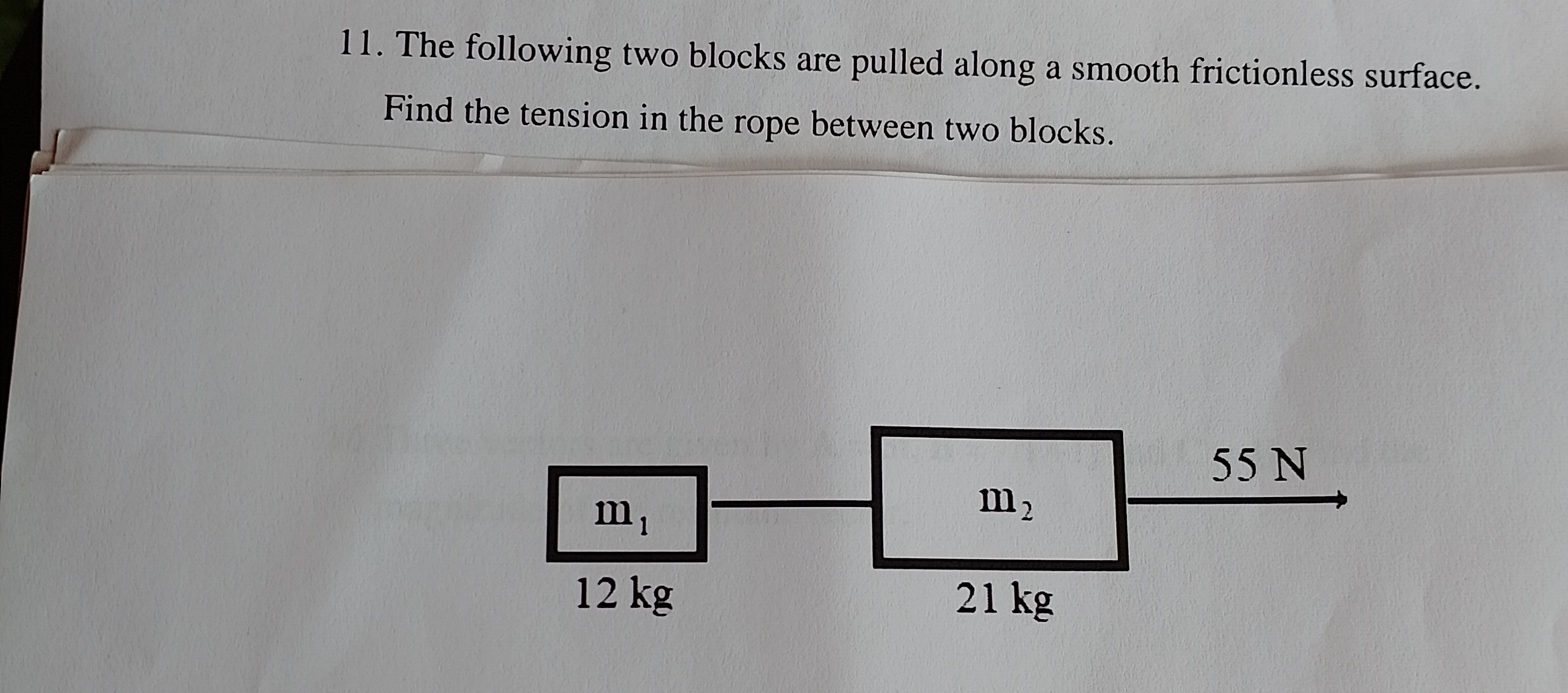1 1. The following two blocks are pulled along a smooth