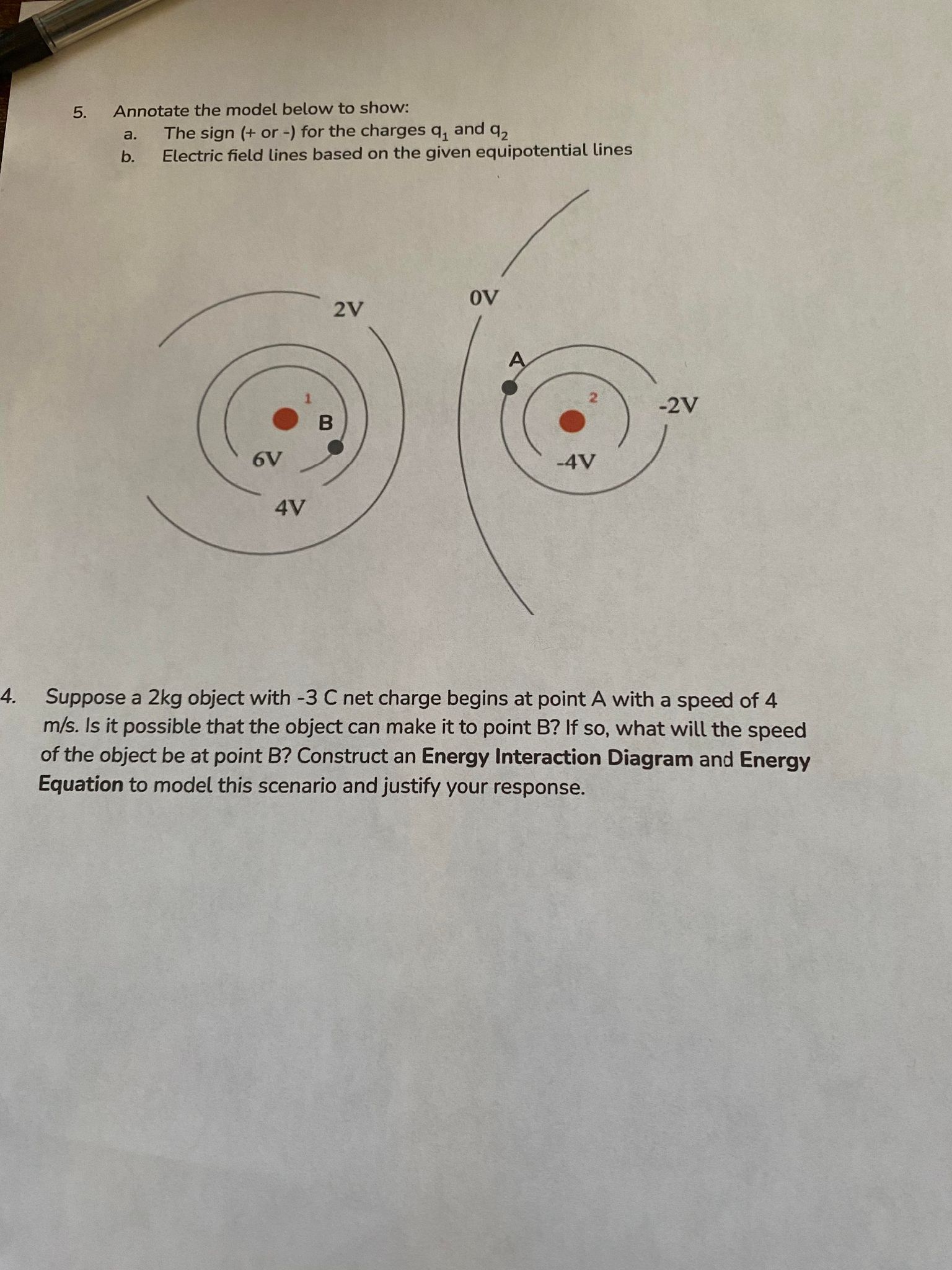  5 . Annotate the model below to show: a. The sign