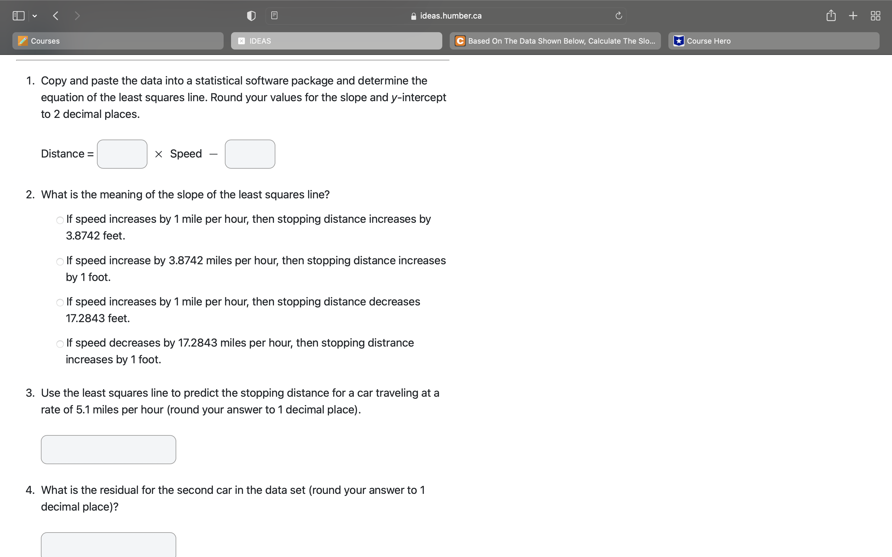 distances of cars. These measurements were recorded in the 1920's. Source: Ezekiel,