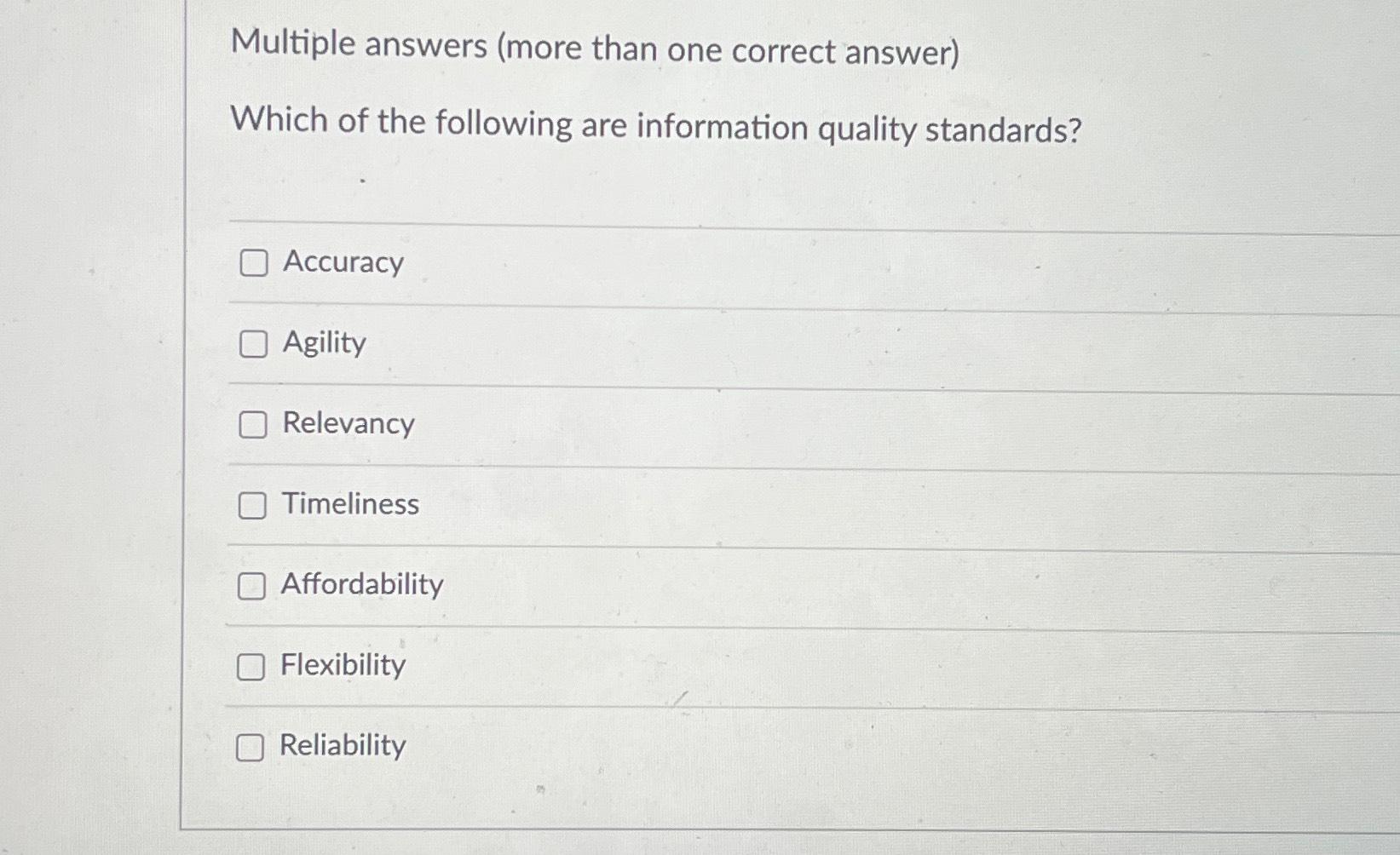  Multiple answers (more than one correct answer) Which of the following