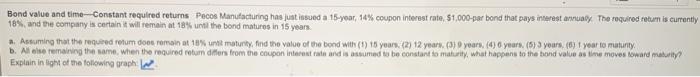  Bond value and time---Constant required returns Pecos Manufacturing has just issued