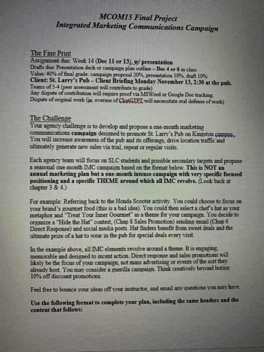  our campaign is : treasure hunt MCOM15 Final Project Integrated Marketing